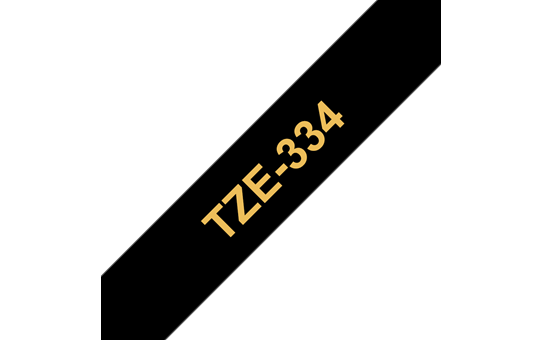 Brother TZE-334 zlat/črn 12mm, trak za PT