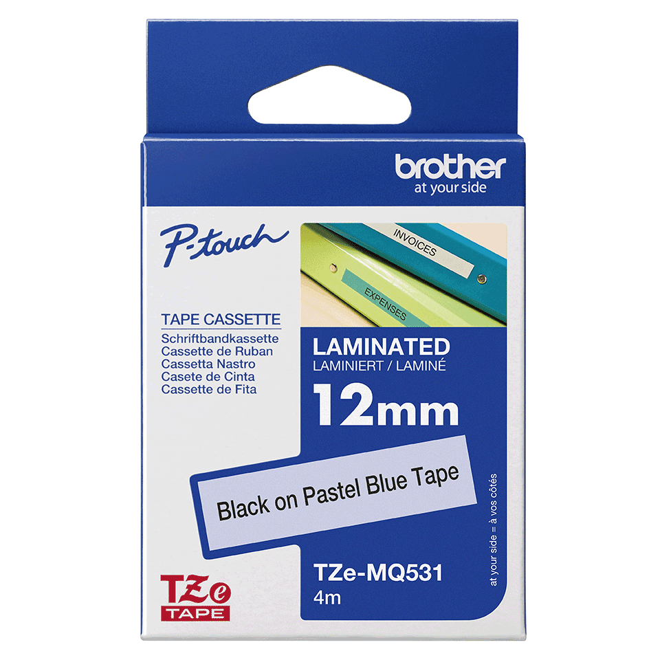 Brother TZE-MQ531 pastelno moder/črn 12mm, trak za PT