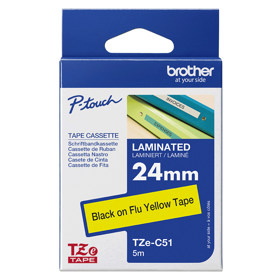 TZe-C51 fluorescenčno rumen trak za označevanje, 24mm