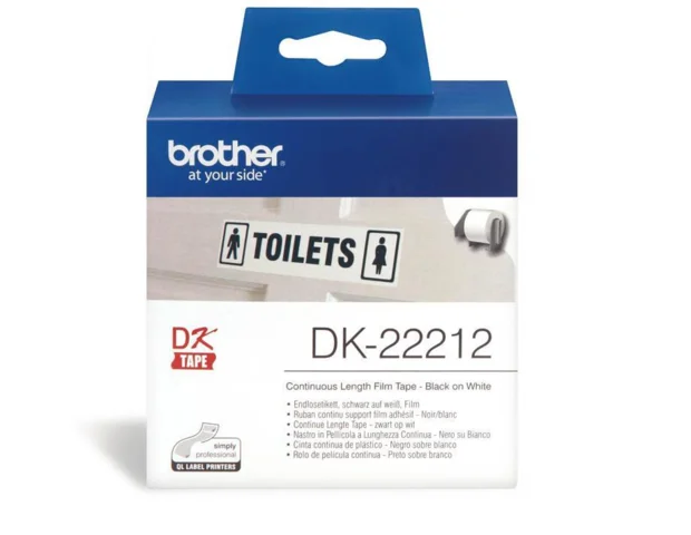 Brother DK22212 neskončne nalepke - 62mm/15.24m, poliestrske