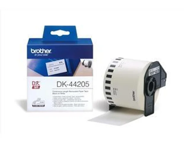 Brother DK44205 neskončne nalepke - 62mm/30.48m, odstranljivo lepilo